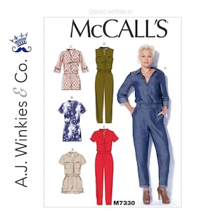 Misses' Button-Up Utility Jumpsuits and Rompers - McCall's M7330