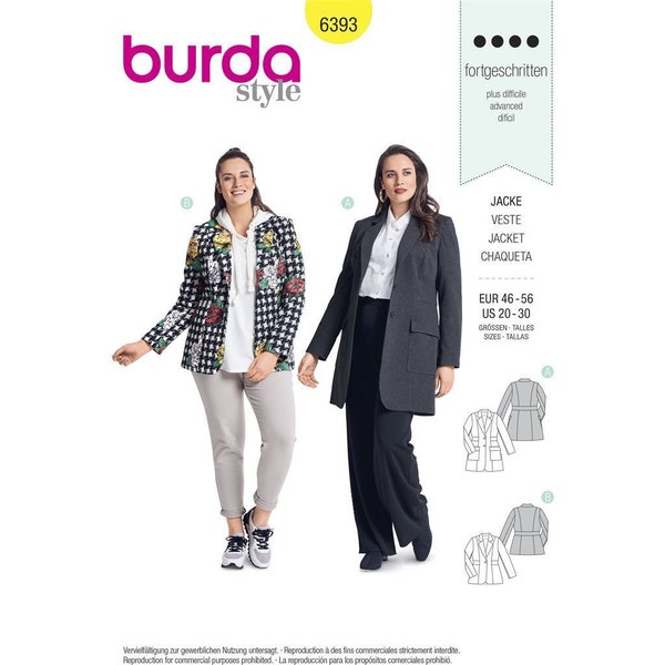 Burda 6361 Burda 6393 Women's Blazers  - Size (10-20)