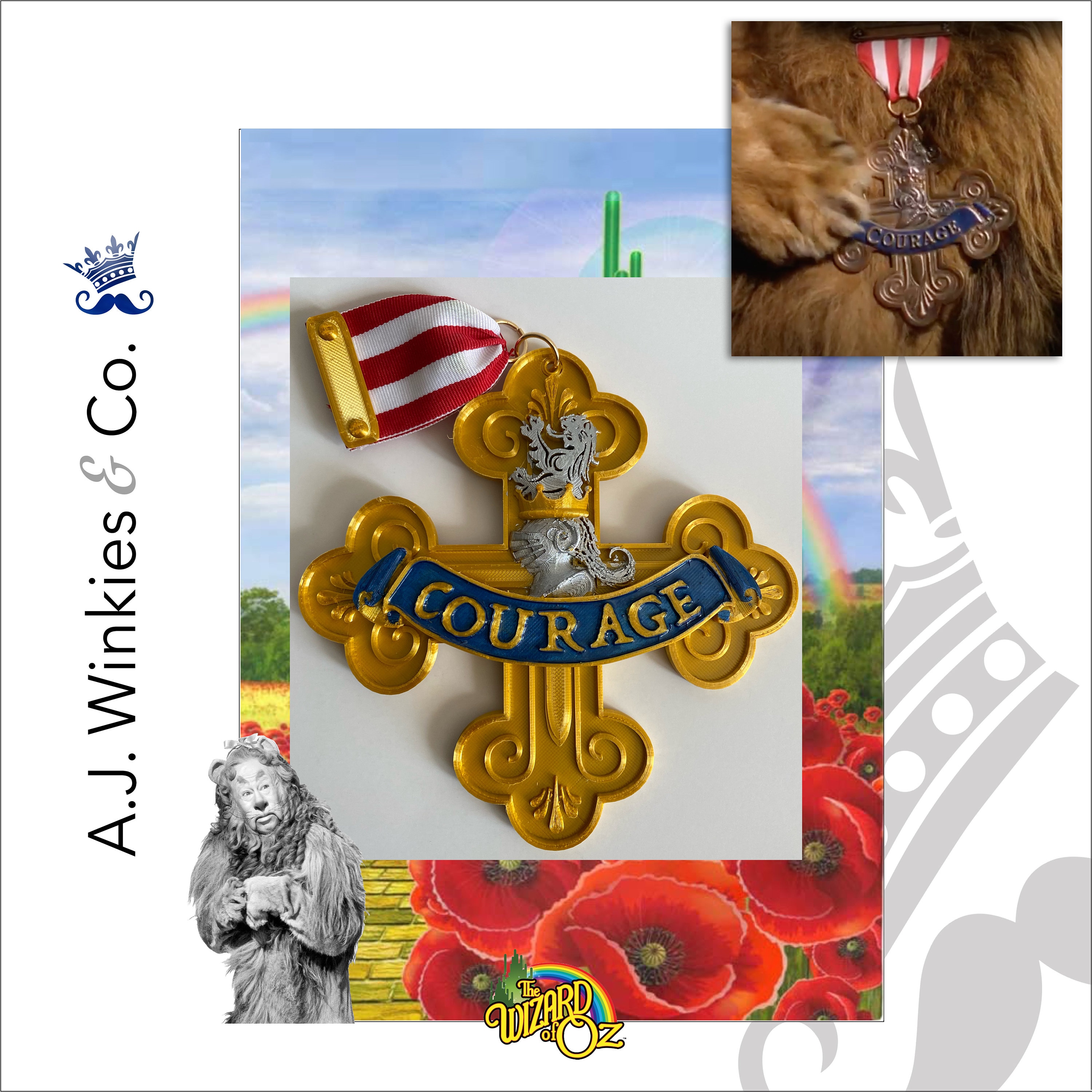 Cowardly Lion Courage Medal From 1939 Wizard of Oz Movie. MADE - Etsy ...