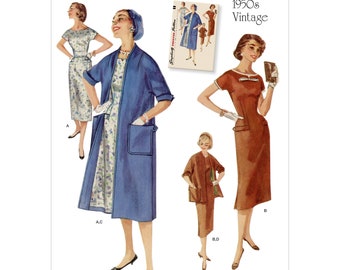 Simplicity 8980 Misses' Vintage 1950s Dresses & Lined Coats