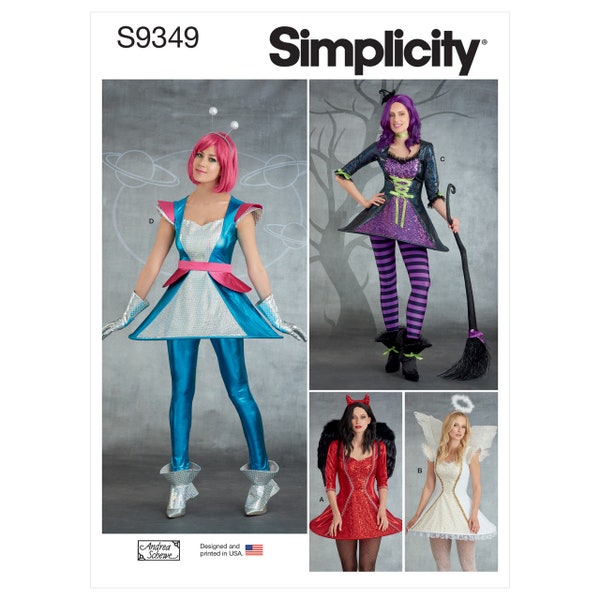 Simplicity S9349 Misses' Costumes Sassy Very Jane Jetson Witch, Devil & Angel  Dresses