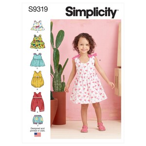 Toddlers&#39; Criss-Cross Top, Dresses, Rompers & Panties  Size: (1/2-1-2-3-4) - Simplicity S9319