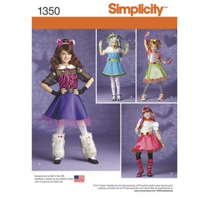 Simplicity 1350 4-Off Beat Hip Costumes for Children and Girls&#39;