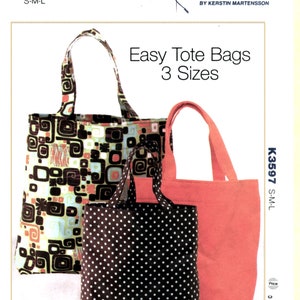 Kwik Sew  K3597 (aka K4378) Classic Carry-All Unlined Tote Bags