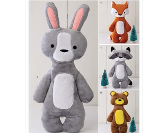 Simplicity S9414 / Kwik Sew K4358 Lapin, ours, renard, raton laveur en peluche animaux