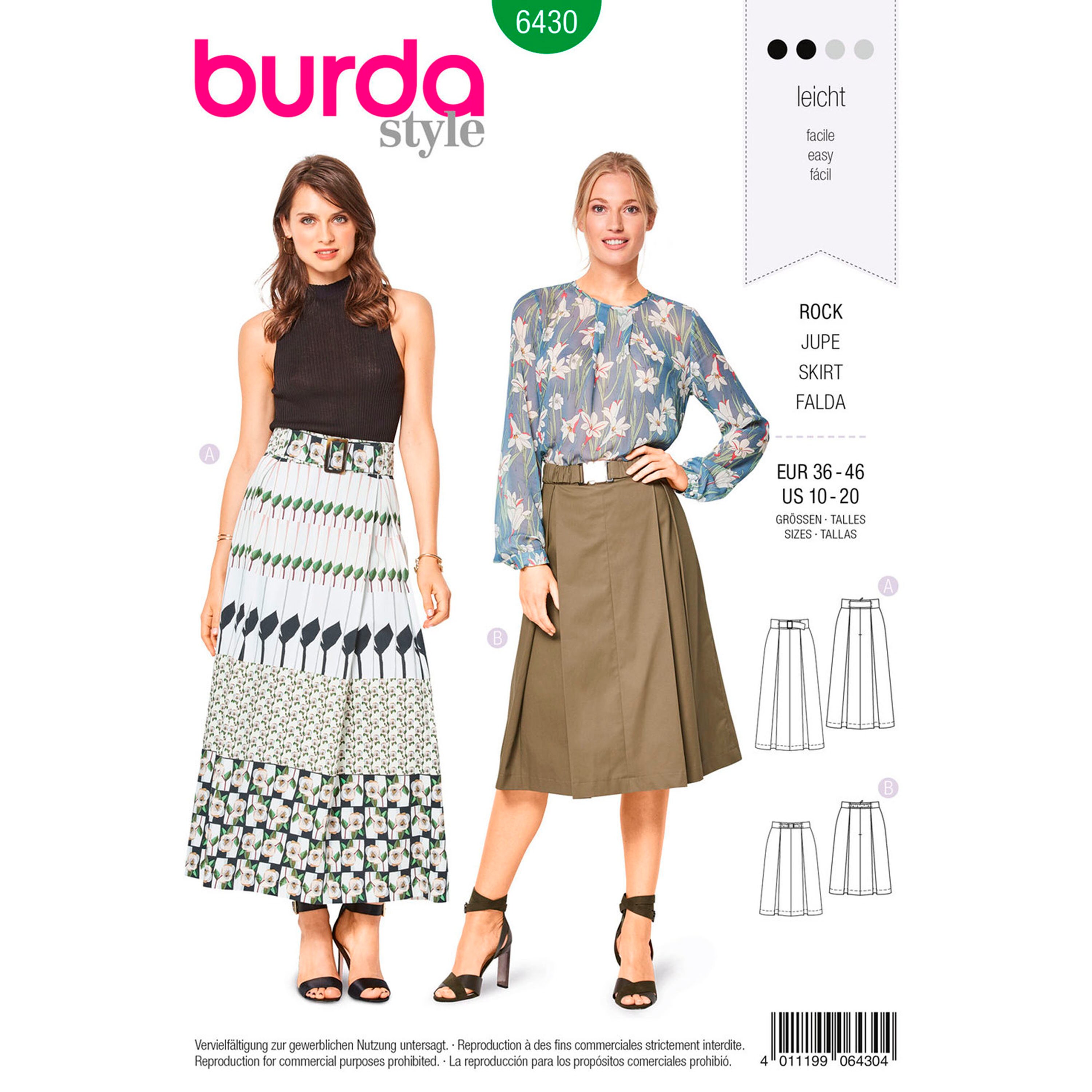 Burda Style B6430 Misses' Pleated Skirts Size: 10-20 - Etsy