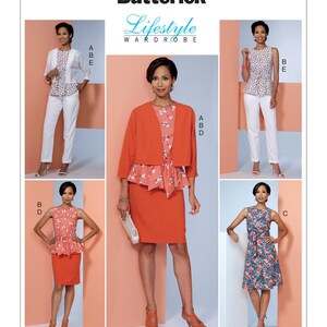 Butterick B6463 Misses&#39; Jacket, Top, Dress, Pencil Skirt, and Pants Coordinates