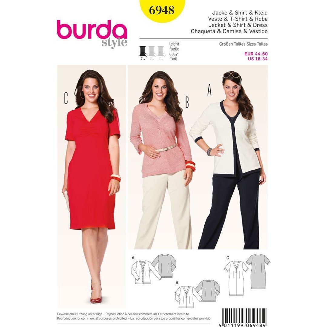 Burda Style 6948 Jacket and Shirt & Dress Size 18-34 - Etsy