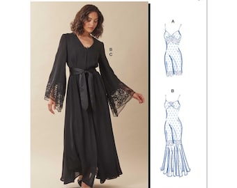 MCCALLS Sewing Patten M8535AA Misses' and Women's Nightgown in Two Lengths and Robe AA (10 12 14 16 18