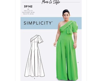 Misses’ Jumpsuit With One Shoulder Drape Mimi G Style - Simplicity S9142