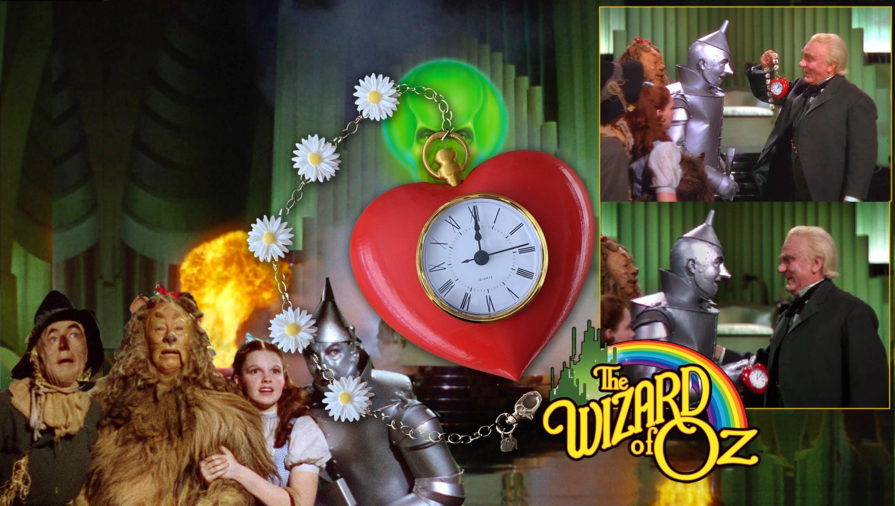 Wizard of Oz Tin Man's Deluxe Testimonial Heart ART-Prop with a real working clock