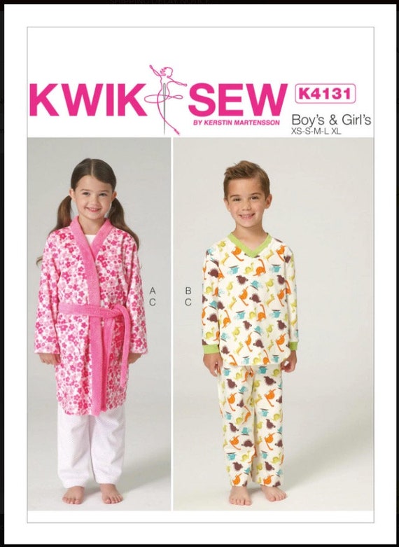 Kwik Sew K4131 Boys'/Girls' Robe Belt Top and Pants | Etsy