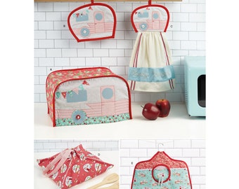 Simplicity S9412 / Kwik Sew K4351 Kitchen Accessories toaster cover, pot holder patterns, kitchen towels, casserole cover, clothespin bag