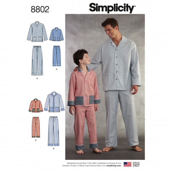 Simplicity S8802  Boys' and Men's Lounge Pants and Shirt