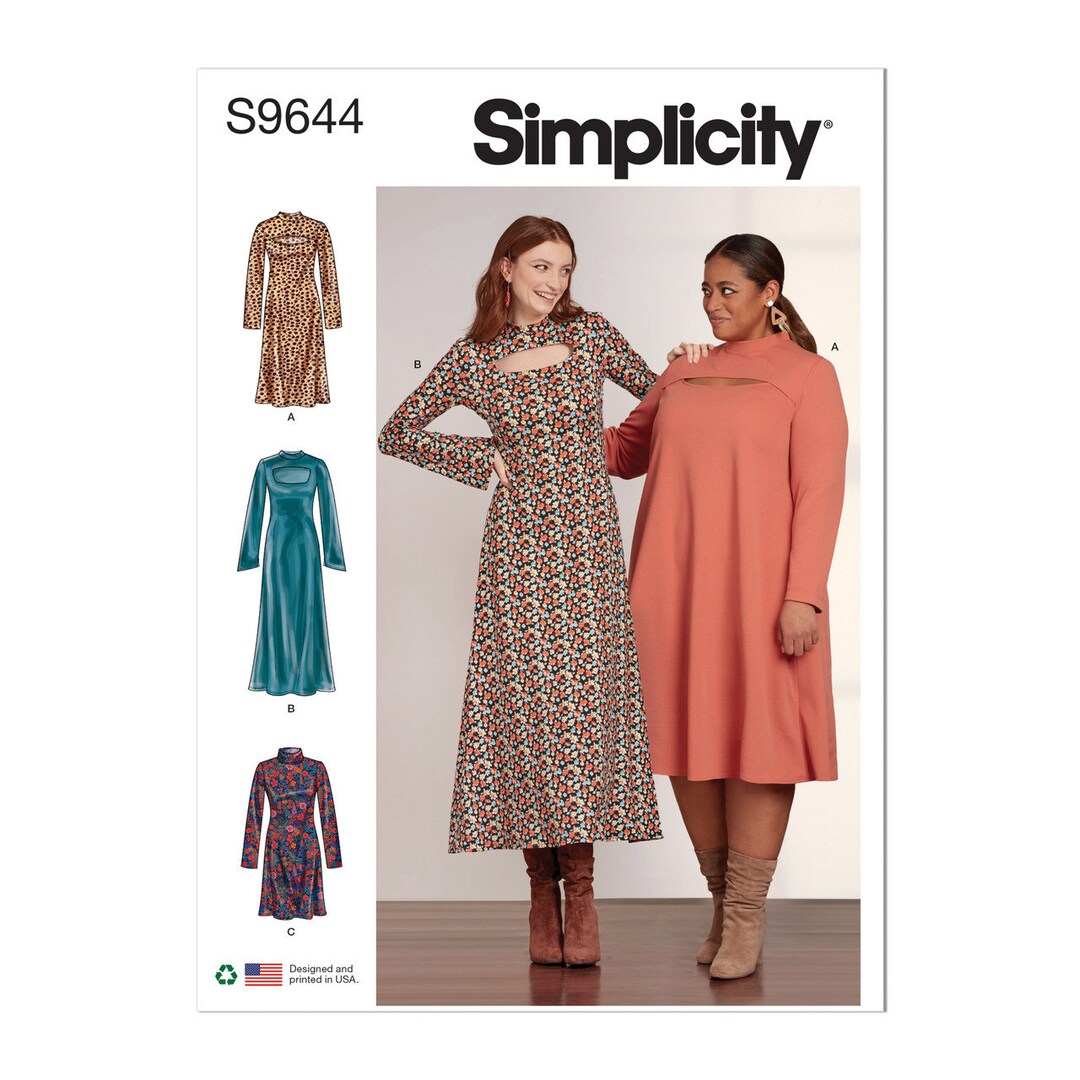 misses knit dresses Misses' and Women's Dress in Three Lengths - Simplicity S9644 Iridescent Royal