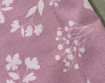 Peaceful flowers - Ecru on Pink background - Oxford Cloth - 150cm wide - fabric by the 1/4mtr