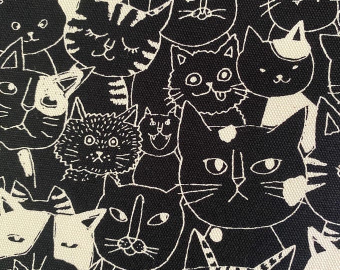 Cats forevermore, black background with ecru outlines