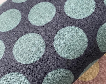 Dots, Teal dots on Navy background - Japanese Cotton - fabric by the 1/4mtr