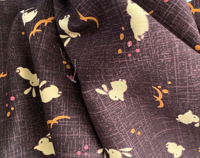 Swimming Bunnies on Burgundy - fabric by the 1/4mtr
