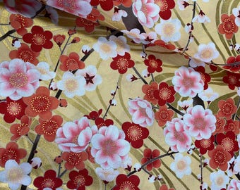 Flores de Ciruelo Grandes - Algodón Japonés - tela por 1/4 de metro