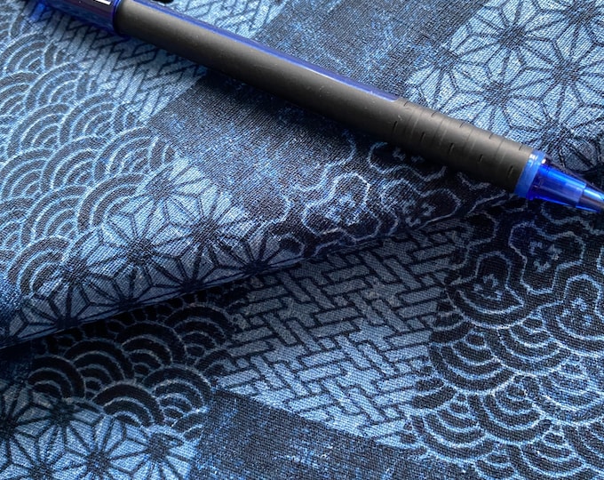 Patchy traditional patterns- fabric by the 1/4mtr mid blues