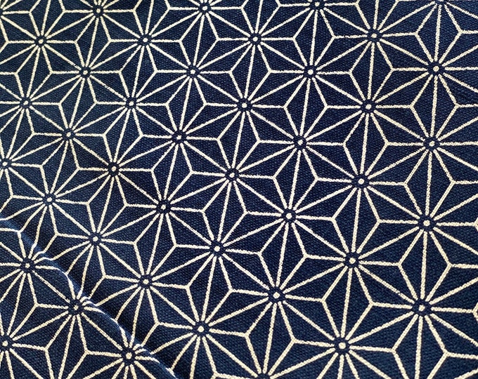 Large Asanoha on deep navy - fabric by the 1/4mtr