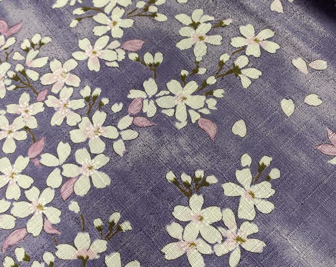 Cherry Blossom beauty-Lilac background Dobby Shantung Japanese Cotton - fabric by the 1/4mtr