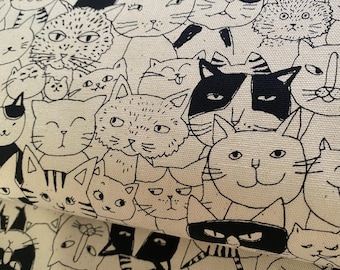Cats forevermore, ecru background with black outlines