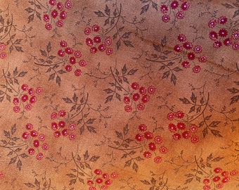 Scattered flowers on Tan - Junko Matsuda PC10121S from Handworks Japan - Cotton fabric by the 1/4mtr