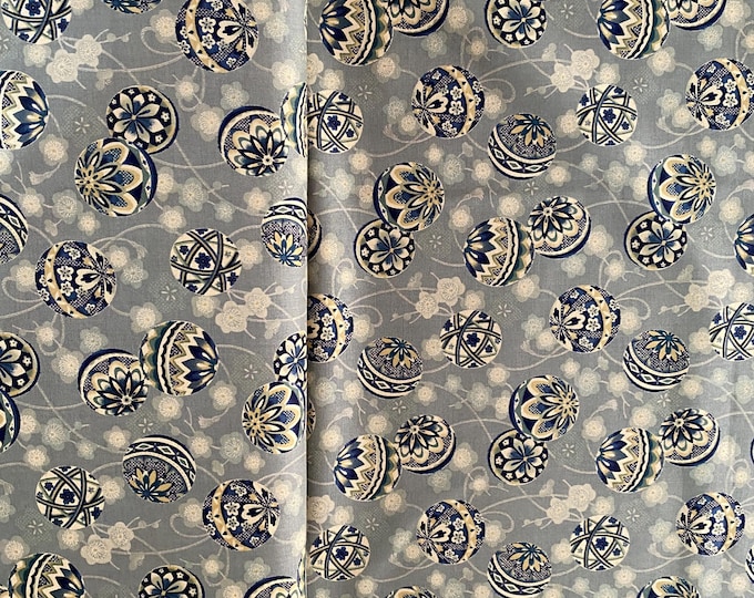 Antique Japan series - tamari Balls - Greens - Sheeting weight fabric