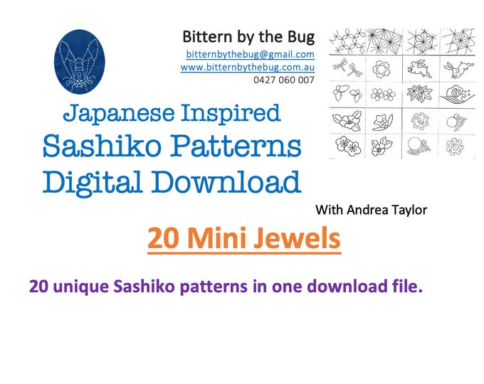 Sashiko - 20 Mini Jewels - unique Japanese styled patterns - available for download