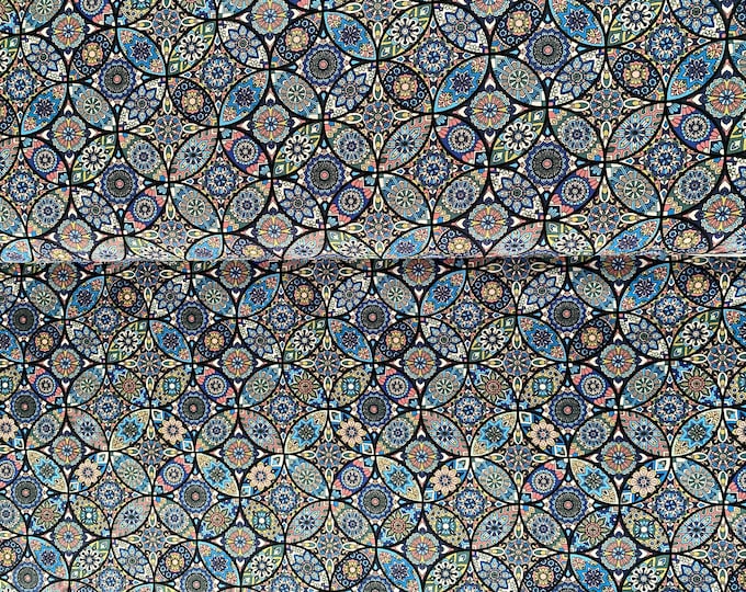 Stain Glass Window - Black - Sheeting weight fabric