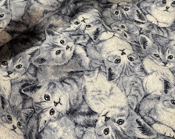 So many Cats! - Japanese Linen/Cotton - fabric by the 1/4mtr