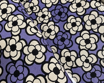 Blooming Lovely , Lilac background Linen/Cotton - fabric by the 1/4mtr