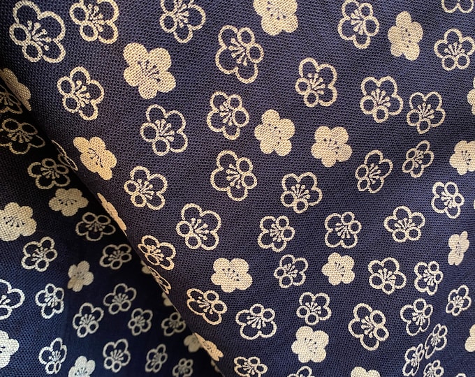 Plum Blossom / Ume on dark navy - fabric by the 1/4mtr