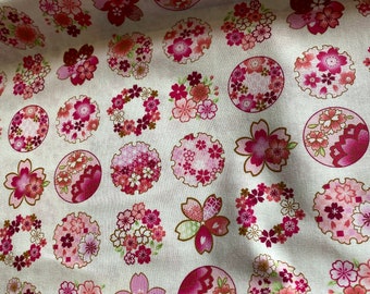 FUKUOKA - Flocons de neige en fleurs de cerisier - Tissu 1 sur 4 - Coton japonais - Tissu par 1/4 de mètre