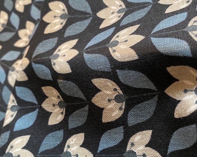 Rinkai - Tulips - Charcoal Background - Sheeting - Japanese Cotton - fabric by the 1/4mtr