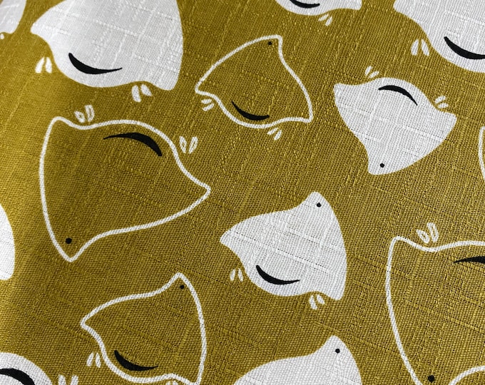Plovers on Gold - Dobby Shantung Japanese Cotton - fabric by the 1/4mtr