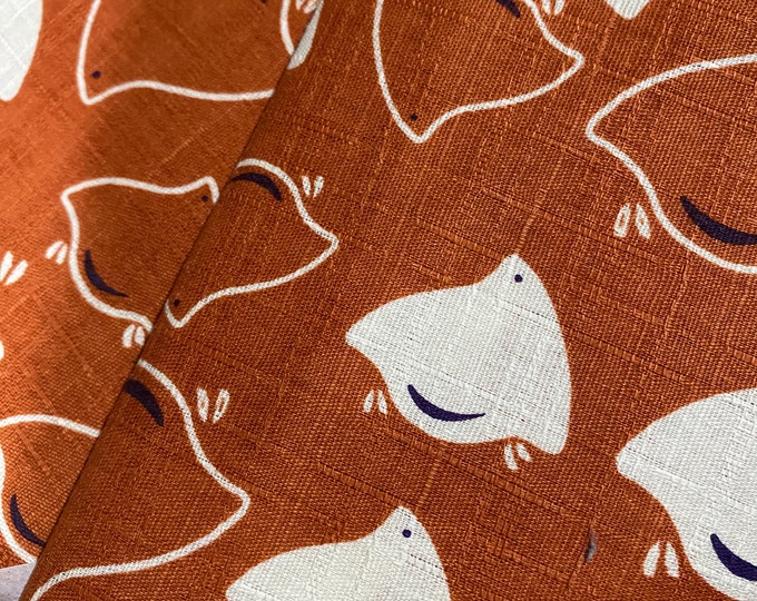 Plovers on rust - Dobby Shantung Japanese Cotton - fabric by the 1/4mtr