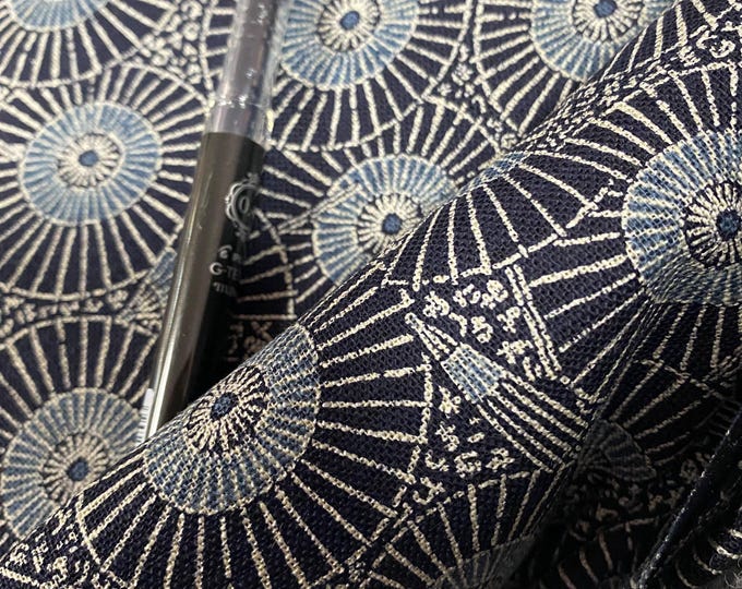 Indigo Parasols - very dark navy background Sevenberry Japanese Cotton . Fabric sold in 1/4mtr increments.
