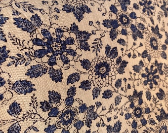 Indigo Flowers - Sevenberry Japanese Cotton . Fabric sold in 1/4mtr increments.