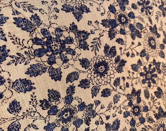 Indigo Flowers - Sevenberry Japanese Cotton . Fabric sold in 1/4mtr increments.