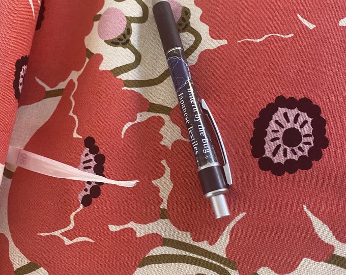 Poppies, boldand beautiful in dusty pink- Japanese Linen/Cotton fabric