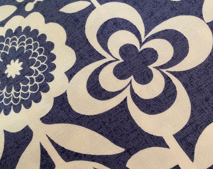 Large Bold Flowers in Blue - Japanese Oxford Cotton - extra wide - fabric by the 1/4mtr