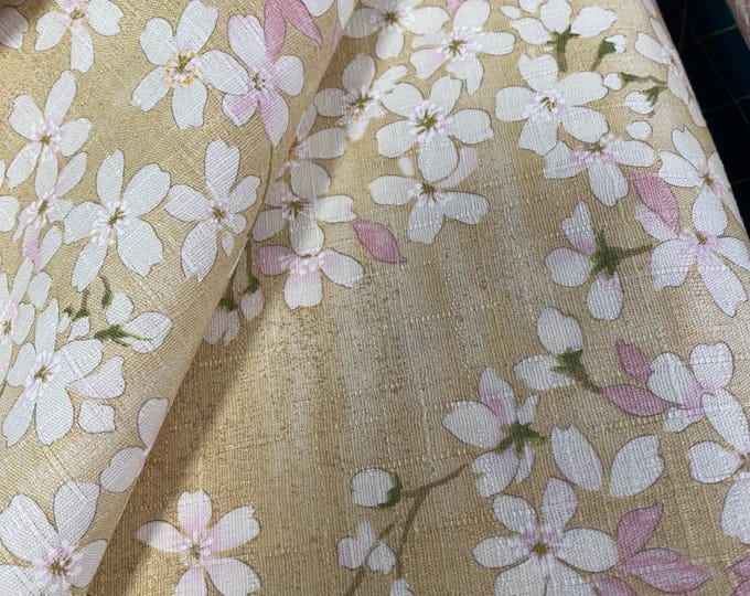 Cherry Blossom beauty-Creamy background Dobby Shantung Japanese Cotton - fabric by the 1/4mtr