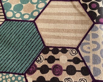 Hexie Magic purple Borders Japanese Linen/Cotton - fabric by the 1/4mtr