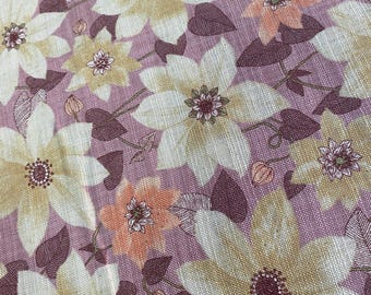 Clematis beauty - Cream and Apricot - Japanese Cotton - fabric by the 1/4mtr