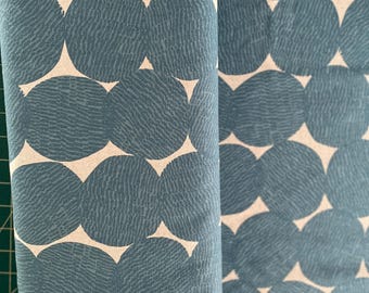 Super Circles - Dusty Teal on Ecru - Japanese Linen/Cotton fabric