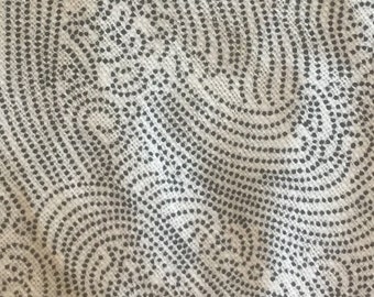The Wave - Navy pattern on White - fabric by the 1/4mtr