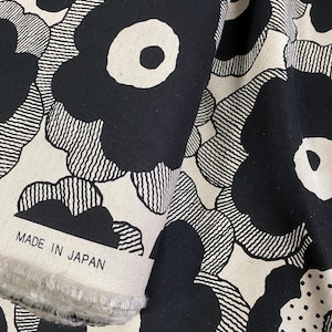 Black Flowers Large- Japanese Linen/Cotton fabric